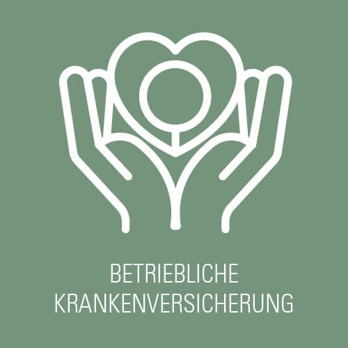 Gesundheit im Fokus Zwei schützende Hände halten ein Herz mit Personensymbol – Zeichen für betriebliche Krankenversicherung.