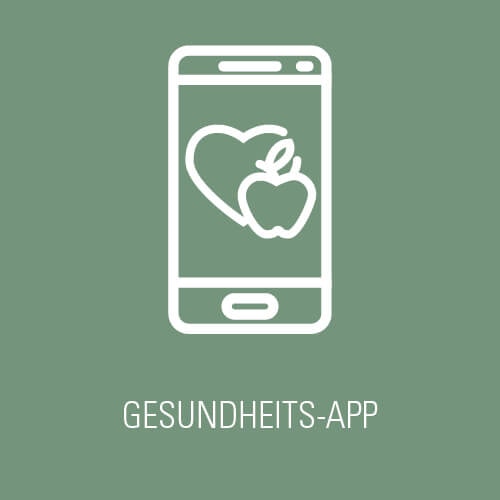 Fit mit App-Support Smartphone mit Herz- und Apfelsymbol – symbolisiert Gesundheitsförderung per App im Mitarbeiterangebot.
