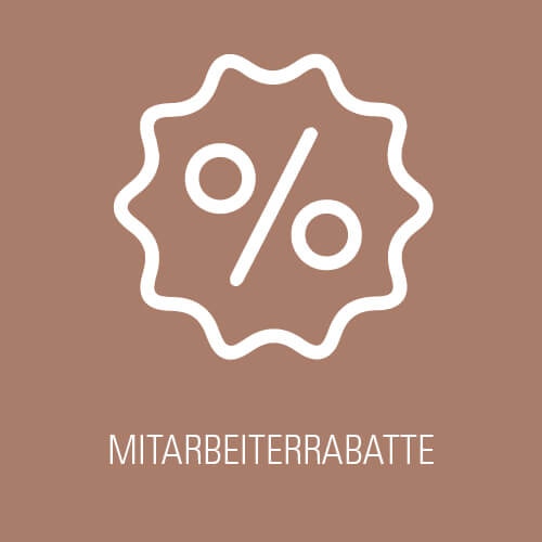 Mehrwert für Mitarbeitende Prozentzeichen in Sternform – verweist auf attraktive Mitarbeiterrabatte und exklusive Vorteile im Betrieb.